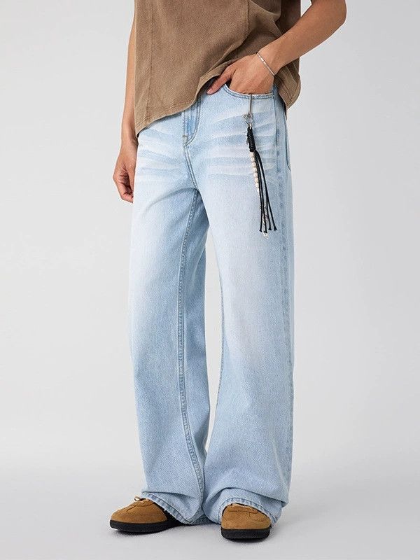 Jean Men's Retro Blue Straight Clean Fit Whiskered Jeans Size US 32 / EU 48 - 3 Thumbnail