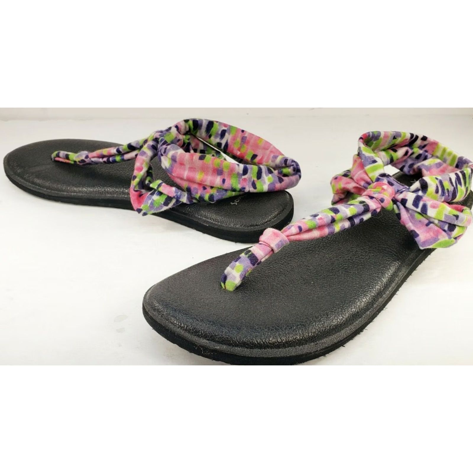 Sanuk Sanuk Yoga Sling Sandal Women Black Multicolored Cushy 8M Size US 8 / IT 38 - 4 Thumbnail