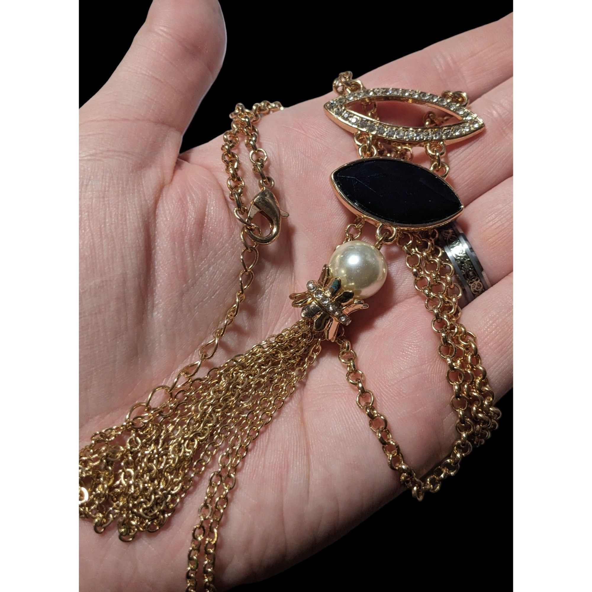 Other Elegant Glam Gemmed Gold Tassel Necklace Size ONE SIZE - 3 Thumbnail