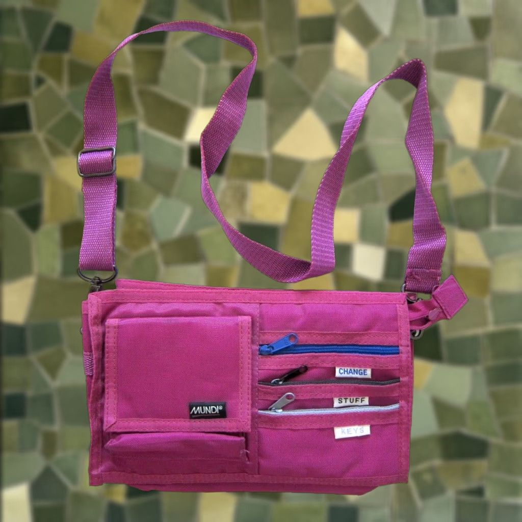 Vintage Mundi Small Pink Nylon Canvas Pocket Cargo Travel Satchel Crossbody Purse Size ONE SIZE - 1 Thumbnail