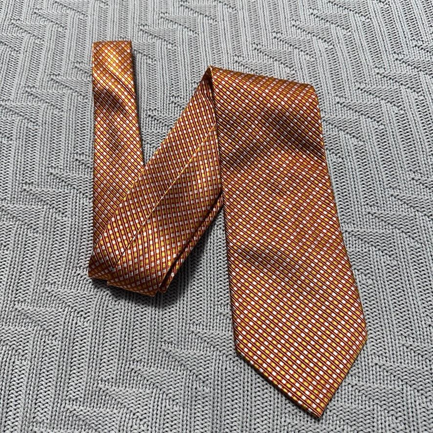 Paul Fredrick Paul Fredrick metallic orange micro plaid silk tie Size ONE SIZE - 1 Thumbnail
