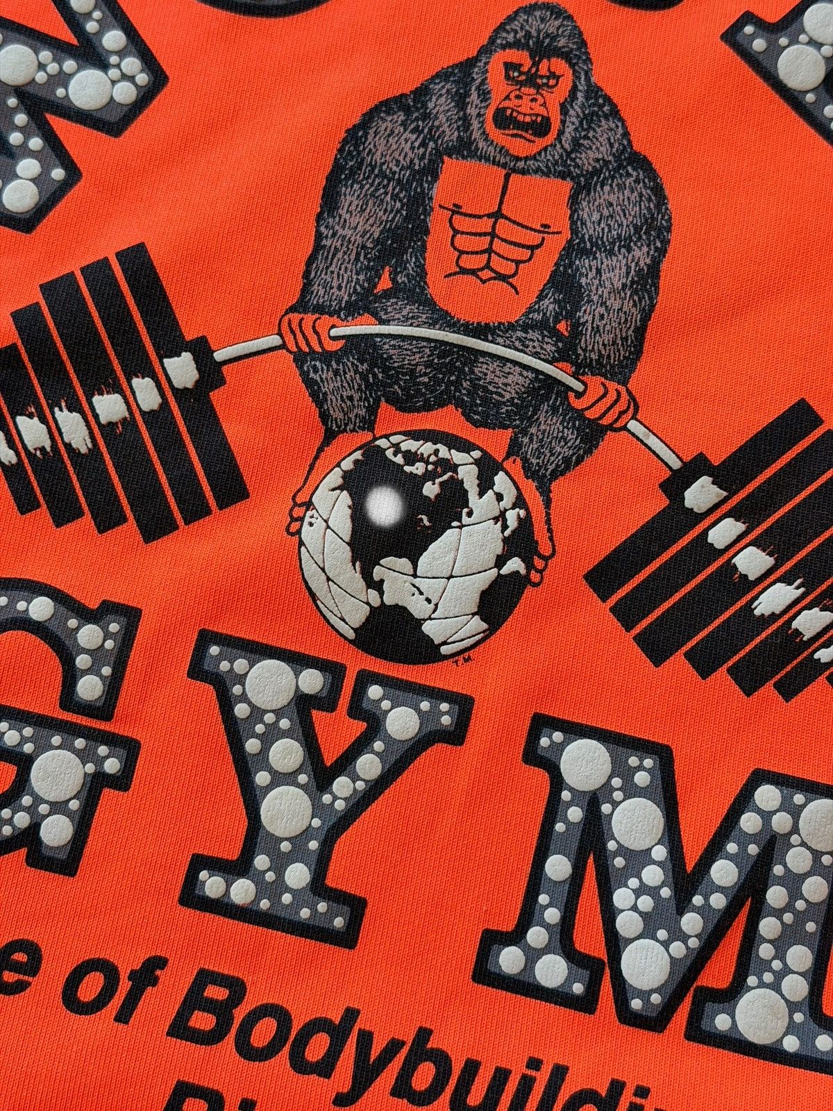 Vintage *RARE* VINTAGE 90s JAPAN WORLD GYM NEON FLUO ORANGE TOP TEE Size US XL / EU 56 / 4 - 3 Thumbnail