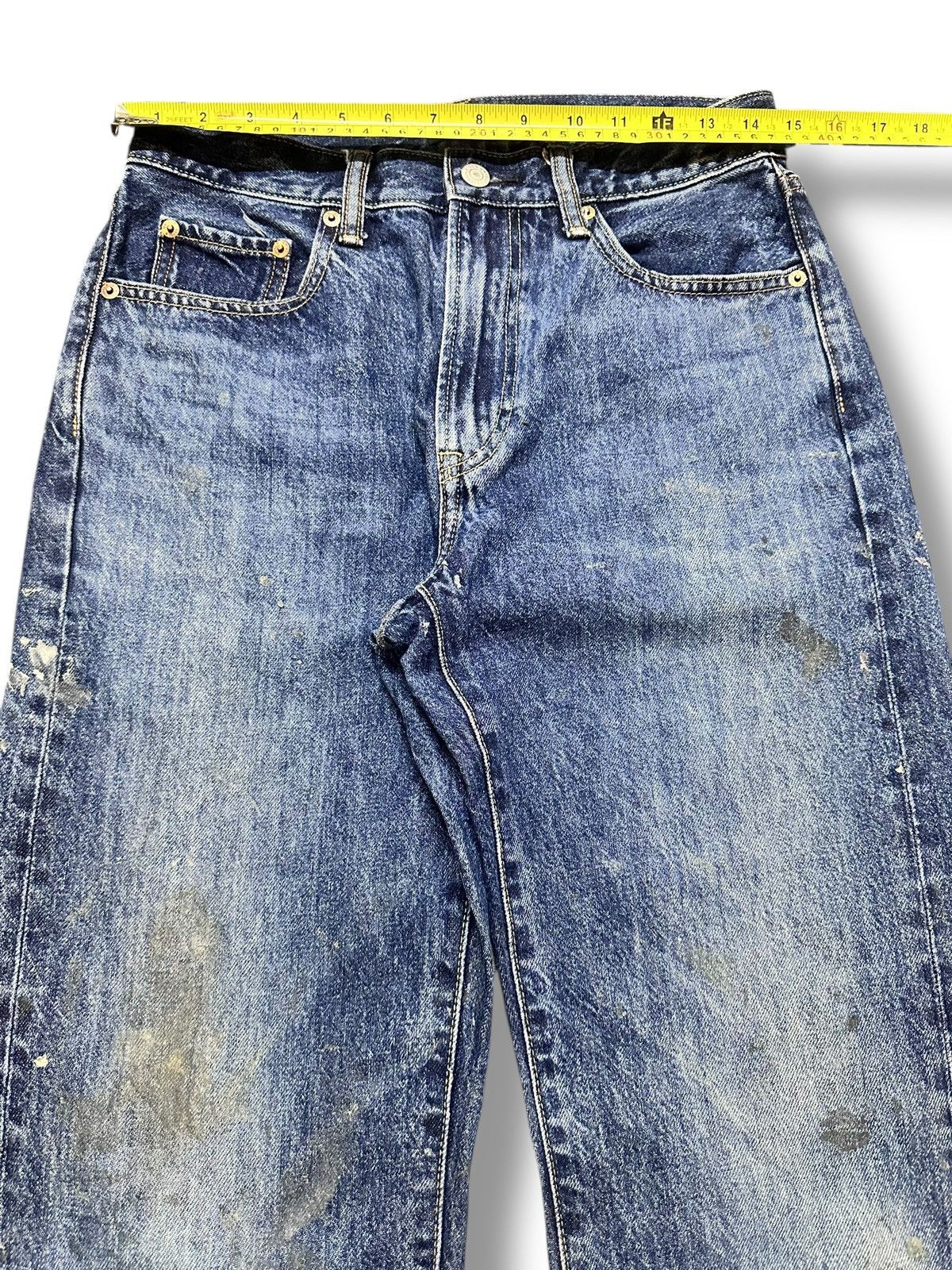 Japanese Brand Uniqlo Painted Striked Jeans With Baggy Wideleg Style Size US 30 / EU 46 - 14 Thumbnail