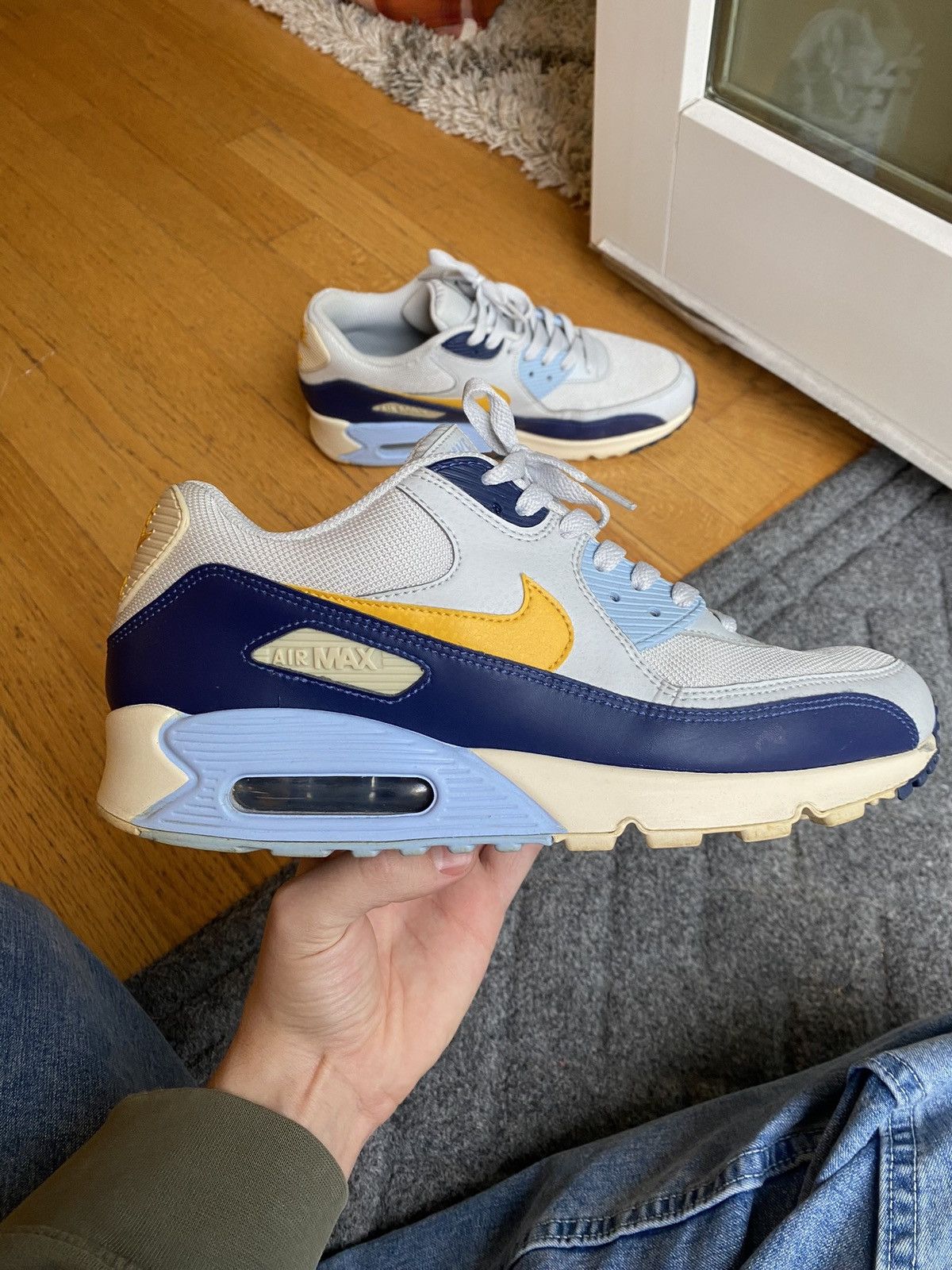 Nike Nike Air Max 90 Pure Platinum Blue Void Size US 9.5 / EU 42-43 - 2 Thumbnail