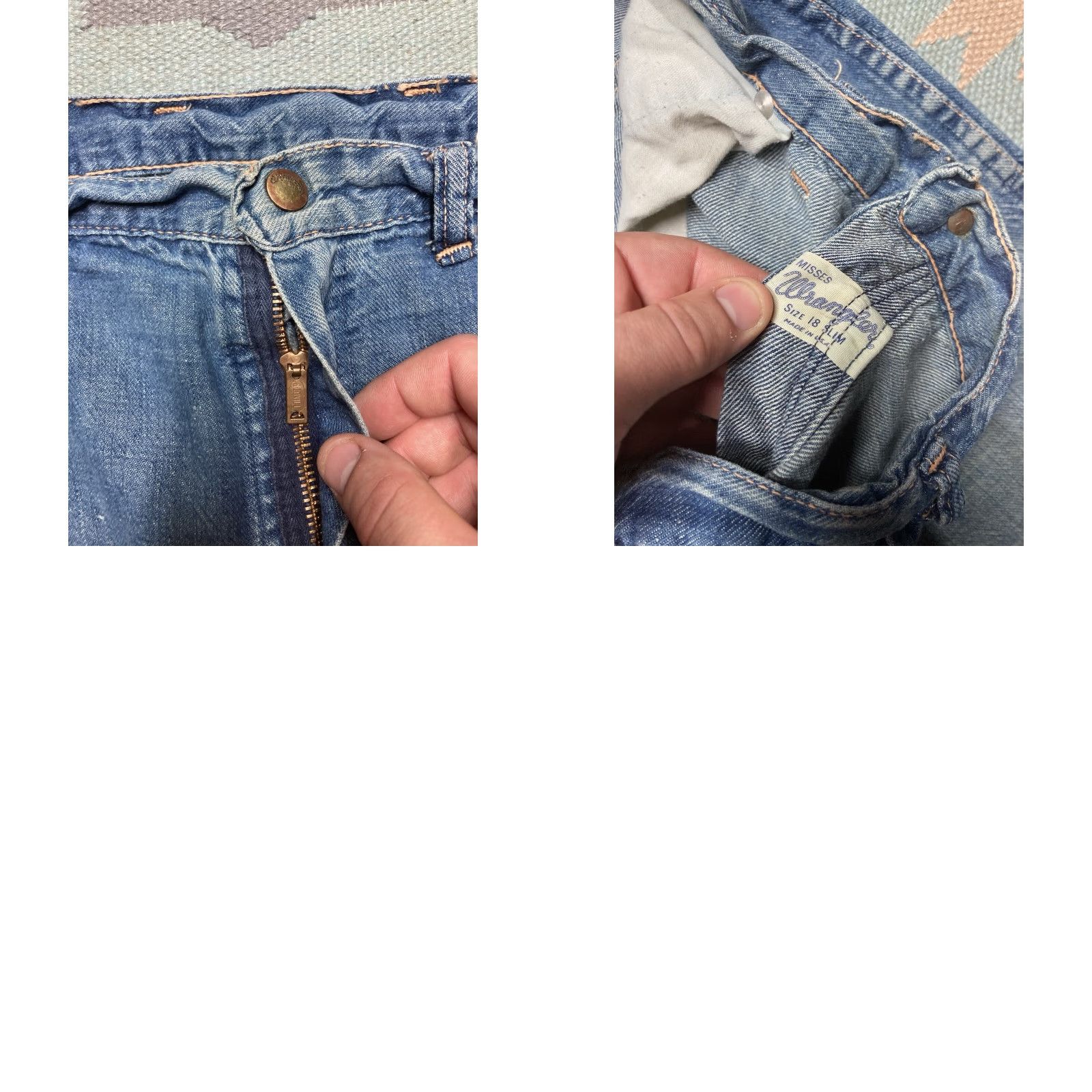 Wrangler VINTAGE Wrangler Jeans Women 60s Slim 18 Blue Denim Straight Jeans Women’s 18 Slim Wrangler Jeans Blue Slim 60s Vintage Misses Denim Whiskers Size 40" / US 18 - 8 Thumbnail