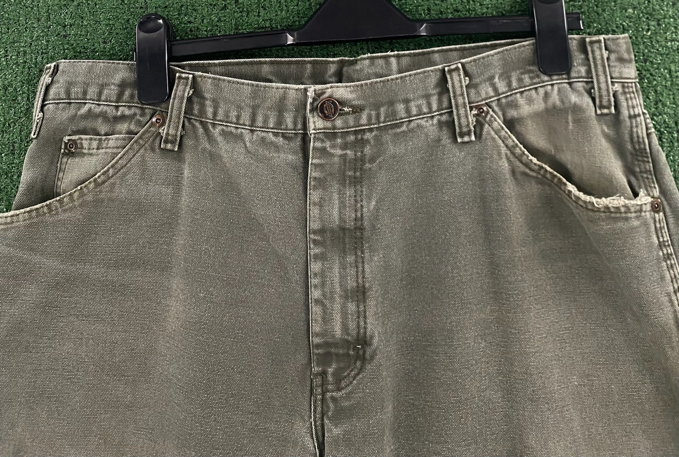 Dickies Dickies Canvas Green Distressed Carpenter Pants Men's 37x 31 Size US 37 - 8 Thumbnail