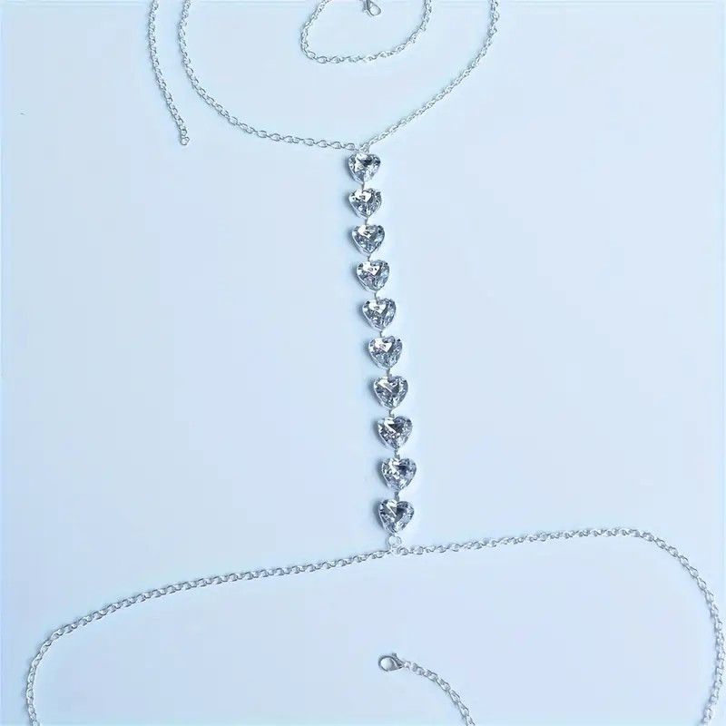 Other Sexy Rhinestone Heart Body Chain Necklace Bling Lingerie Size ONE SIZE - 5 Thumbnail