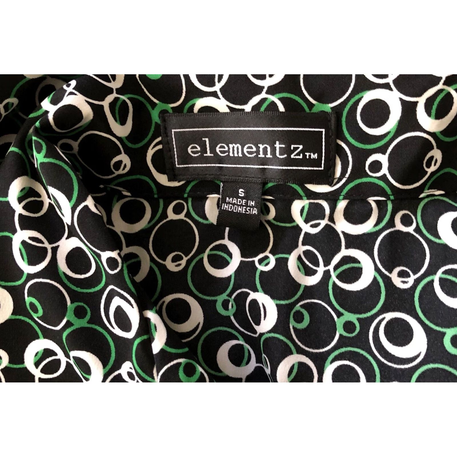 Element VINTAGE Elementz Button Up Top S Green Blk Geo Artsy Long Sleeve Career office secretary 90s Womens Size S / US 4 / IT 40 - 4 Thumbnail
