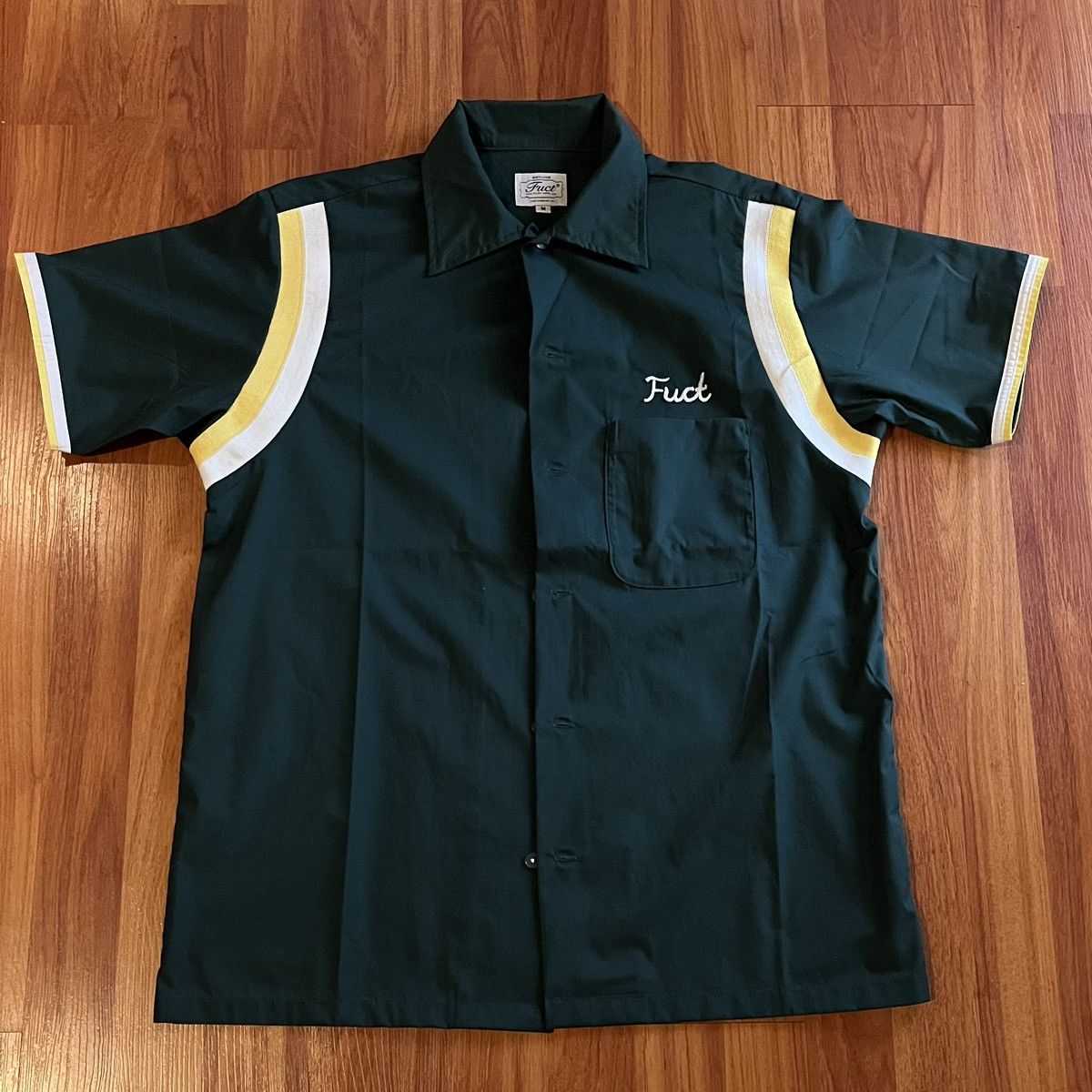 image of Fuct “Deathbunny Players Club” Bowling Shirt in Green, Men's (Size Medium)