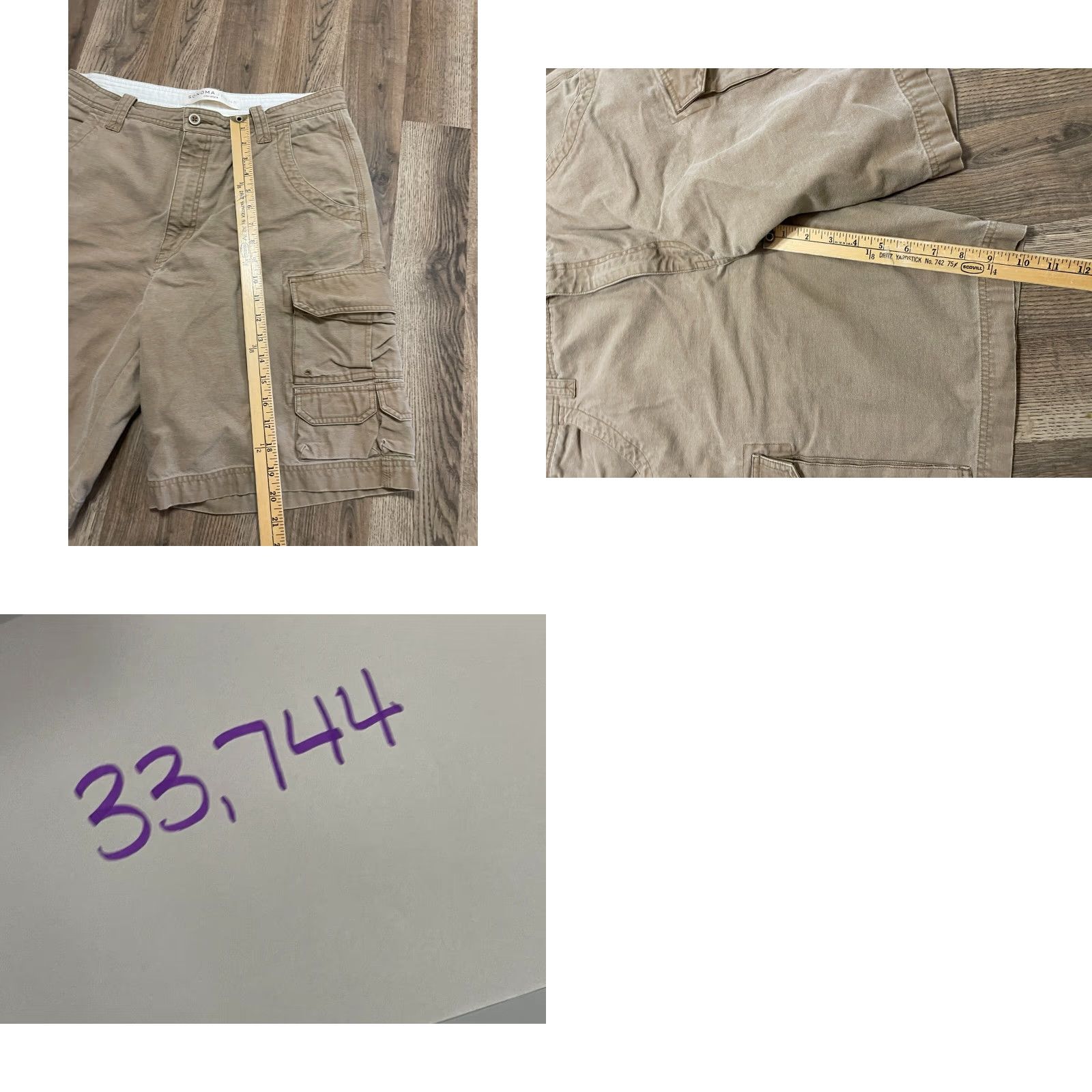 Vintage Sonoma Cargo Shorts Men 36 Beige Brown Pockets Regular Inseam 10 in Vintage No Jeans Shorts Size US 36 / EU 52 - 8 Thumbnail
