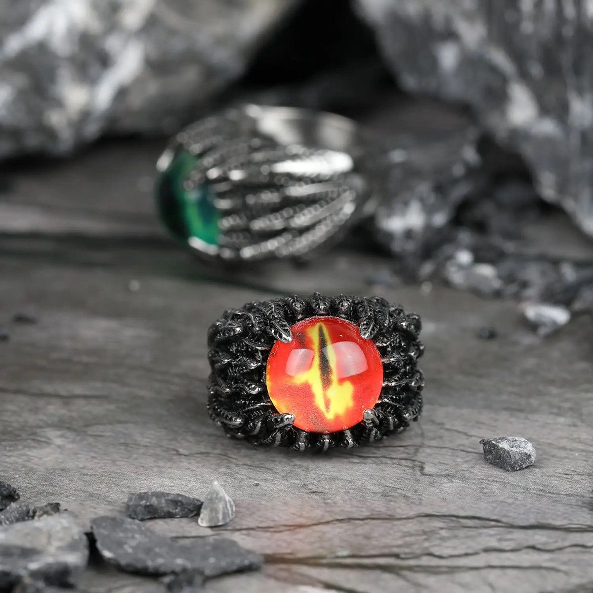 Jewelry Feather Evil Eye Ring Size ONE SIZE - 1 Thumbnail