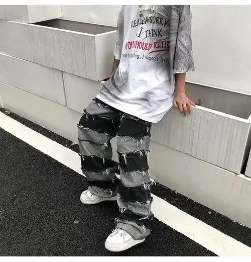 Japanese Brand Streetwear wide legs hip hop style loose straight jeans y2k Size US 32 / EU 48 - 2 Thumbnail