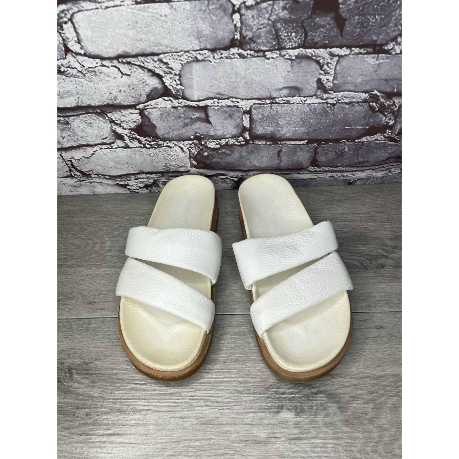 Other Humanoid White Leather Platform Strap Slides Wedge Sandals W Size US 8.5 / IT 38.5 - 2 Thumbnail