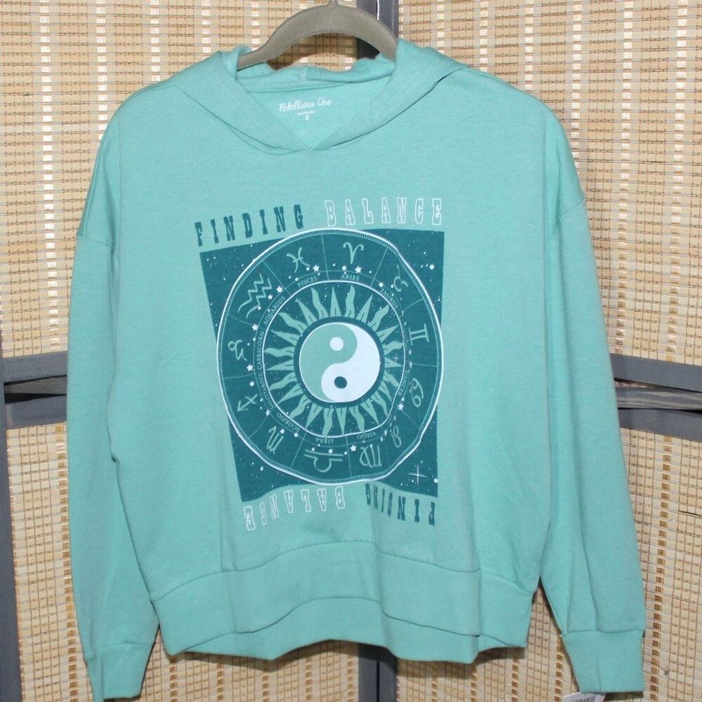 Other Rebellious One FINDING BALANCE Teal Cropped Hoodie NWT Size S / US 4 / IT 40 - 1 Thumbnail
