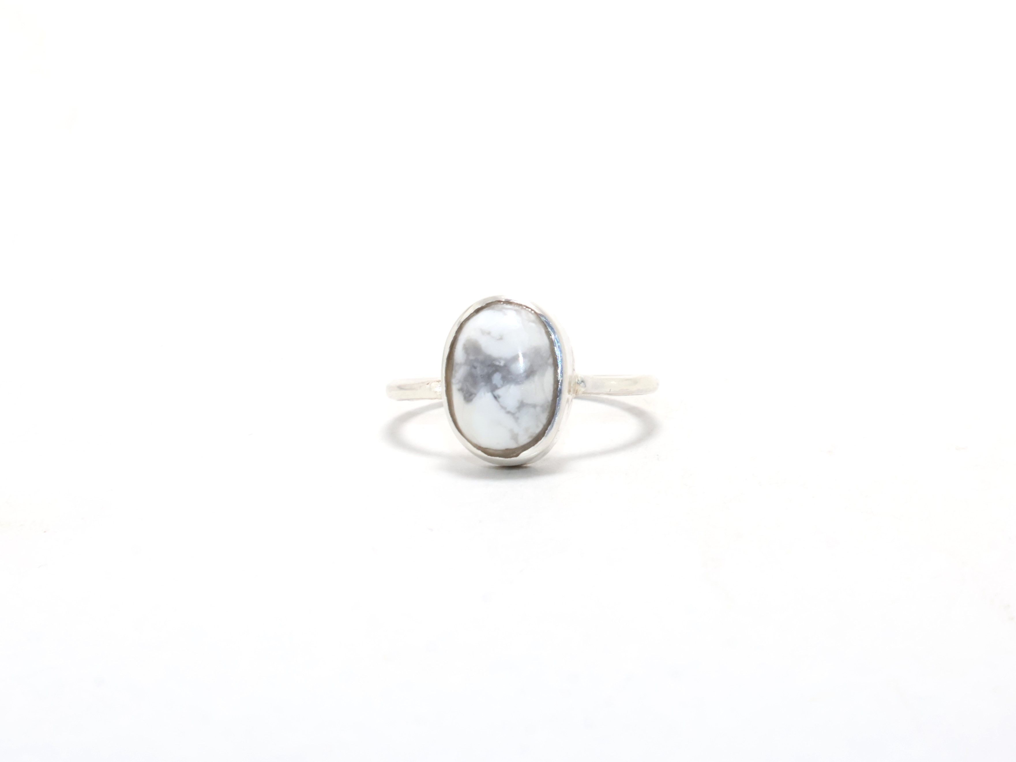 Handmade Howlite Ring, Minimalist Ring,White Handmad, Gift For Her Size ONE SIZE - 1 Thumbnail