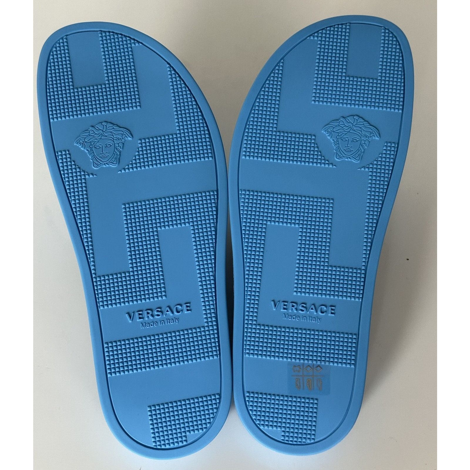 Versace Versace Gold Medusa Leather/Rubber Sandals Blue 10 1004983 Size US 10 / EU 43 - 11 Thumbnail