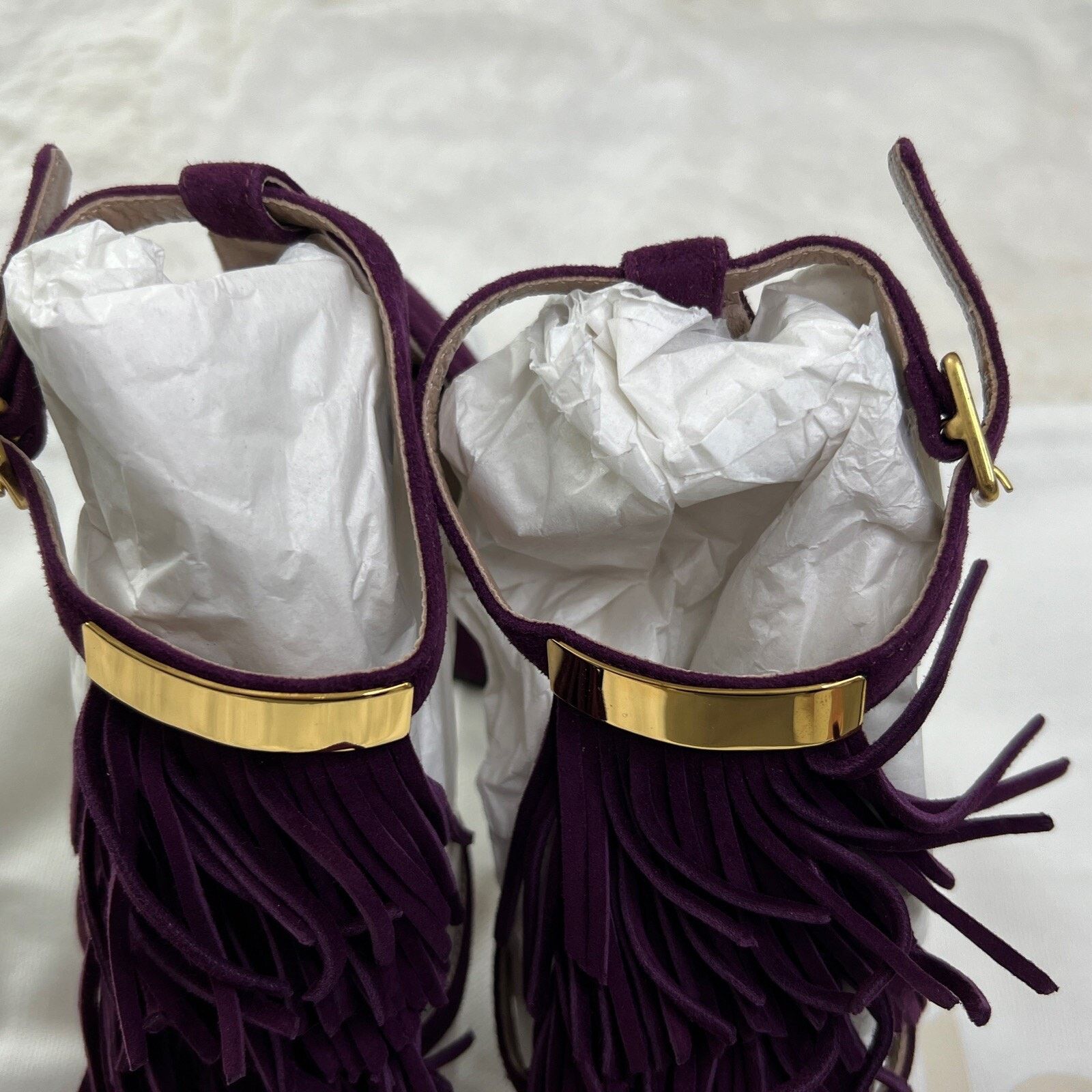 Chloe CHOLE-Fringe Suede Heel/Sandal Violet In Box-Made In Italy Size US 6 / IT 36 - 11 Thumbnail