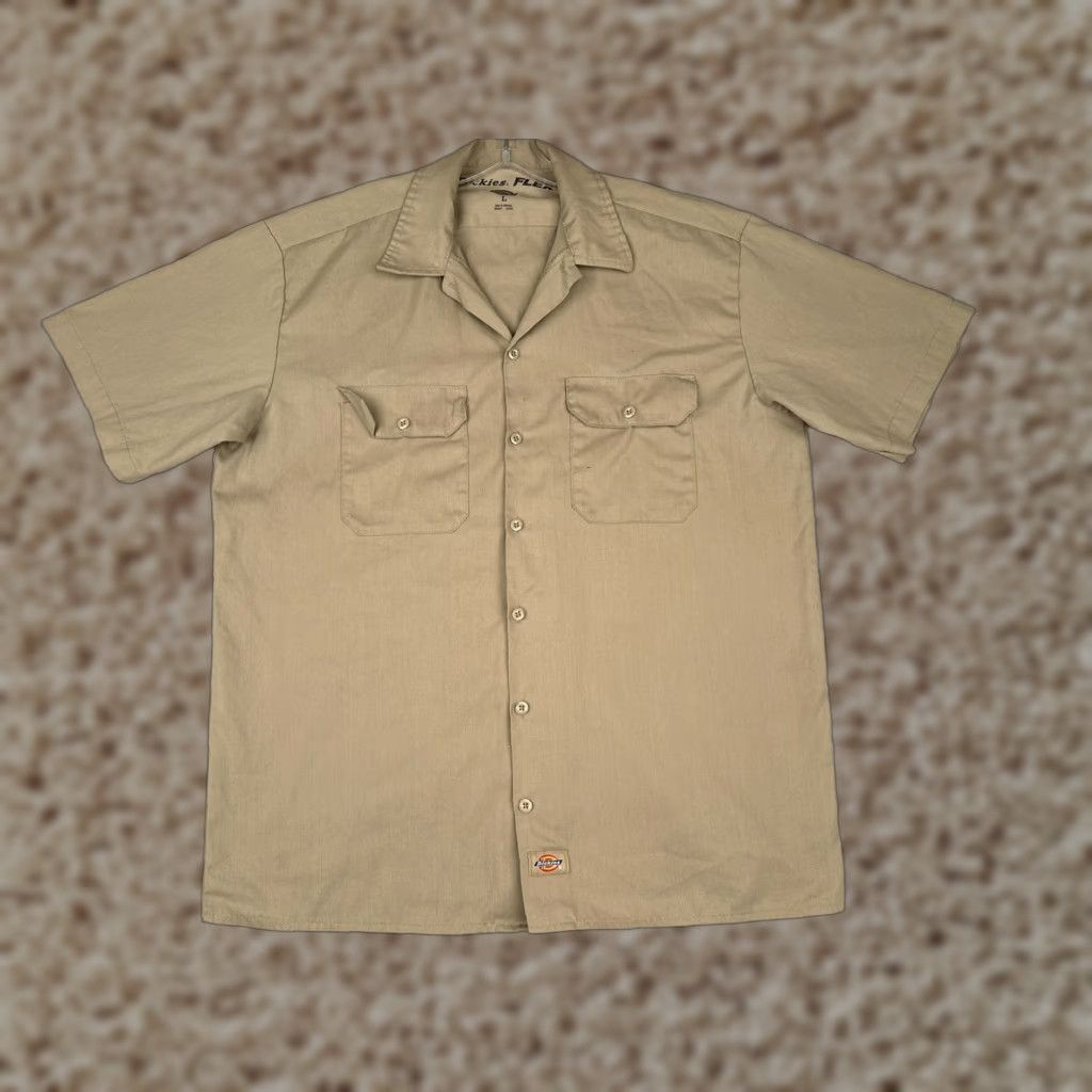 Dickies Dickies Flex Work Shirt Mens Large Khaki Short Sleeve Button-Up Two Pocket Work Size US L / EU 52-54 / 3 - 1 Thumbnail