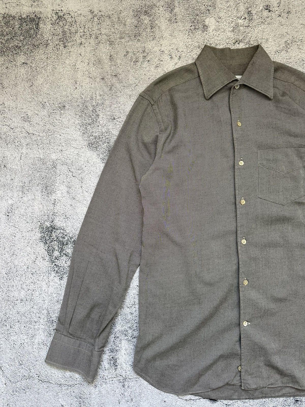 Ermenegildo Zegna Vintage Ermenegildo Zegna Cashmere Shirt Gray Luxury Fit Size US M / EU 48-50 / 2 - 2 Thumbnail