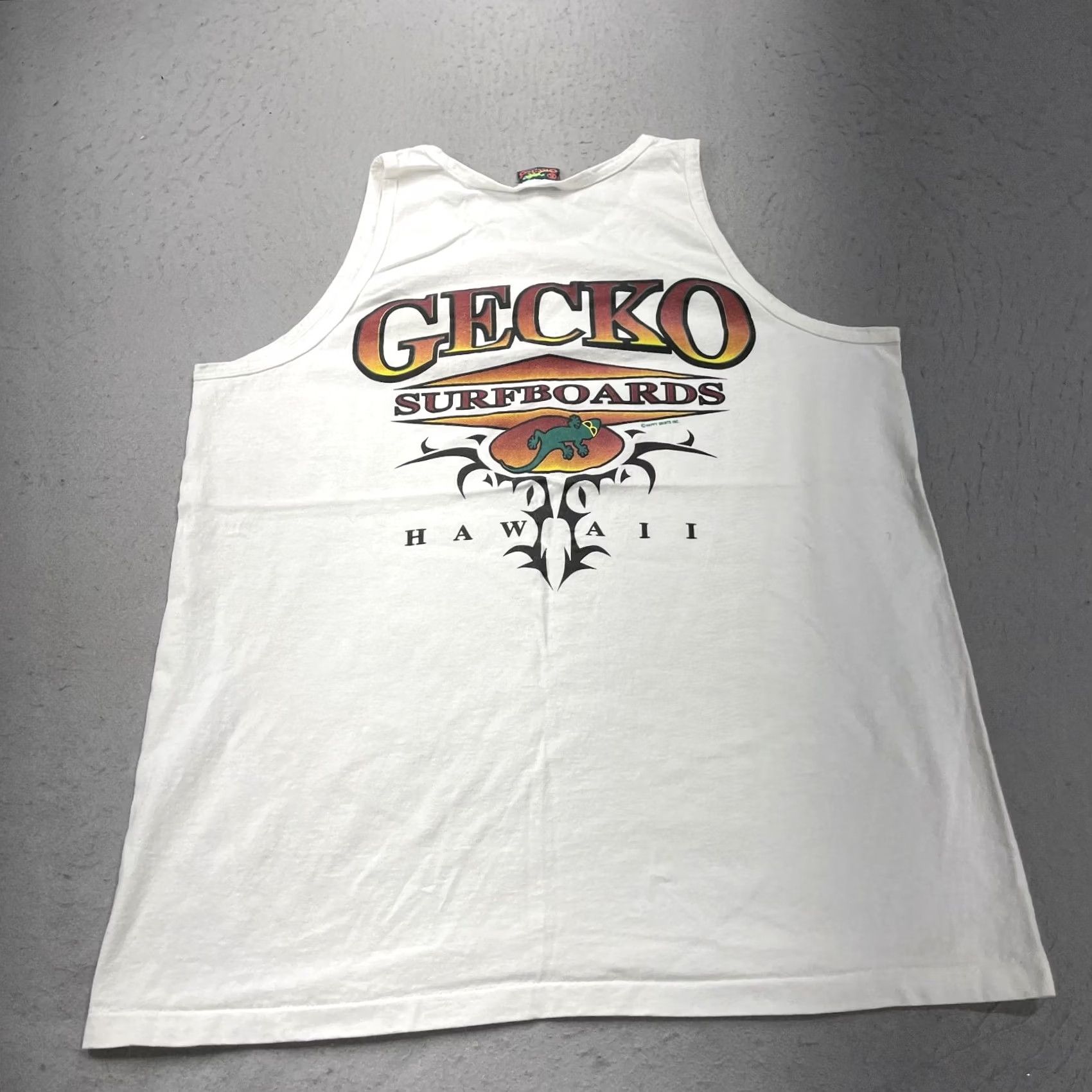 Vintage VINTAGE Gecko Hawaii Shirt Mens XL White Surf Beah Single Stitch Tank Top 90s Size US XL / EU 56 / 4 - 2 Thumbnail