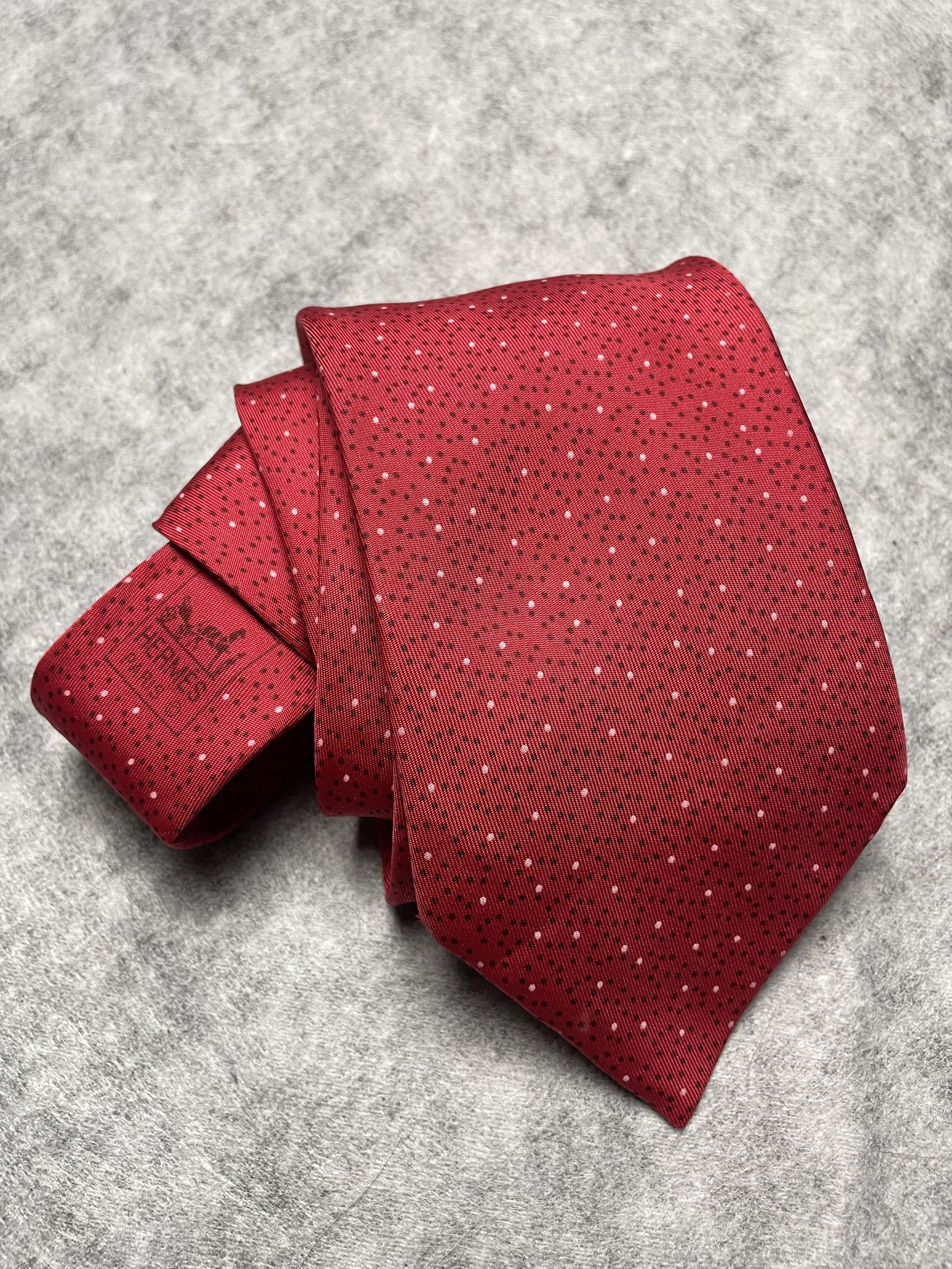 Hermes HERMES Paris 7902 MA Polka Dot Pattern Red Silk Tie Size ONE SIZE - 1 Thumbnail