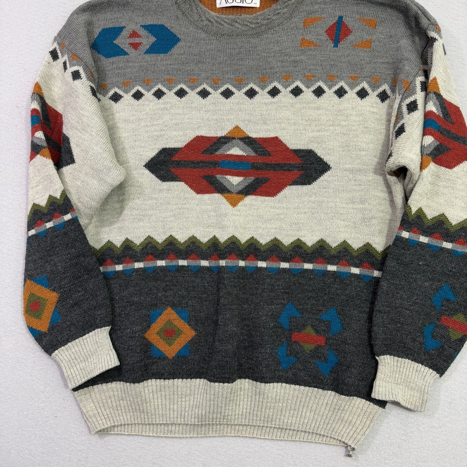 Vintage Vintage Aggio Sweater Men's Extra Large Geometric Knit 90s Size US XL / EU 56 / 4 - 2 Thumbnail