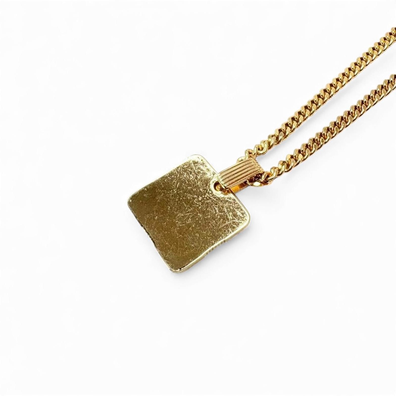 Christian Dior Monsieur Christian Dior - Gold Tone Square Pendant Necklace Size ONE SIZE - 5 Thumbnail