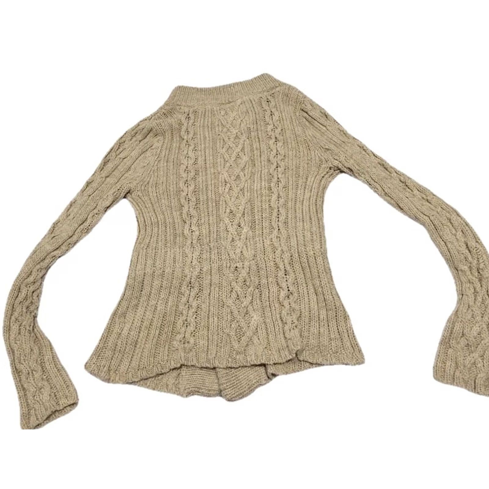Vintage Aéropostale Cardigan Sweater Women's L Cream Cable Knit Open Front Chunky Wool Knit Size L / US 10 / IT 46 - 4 Thumbnail