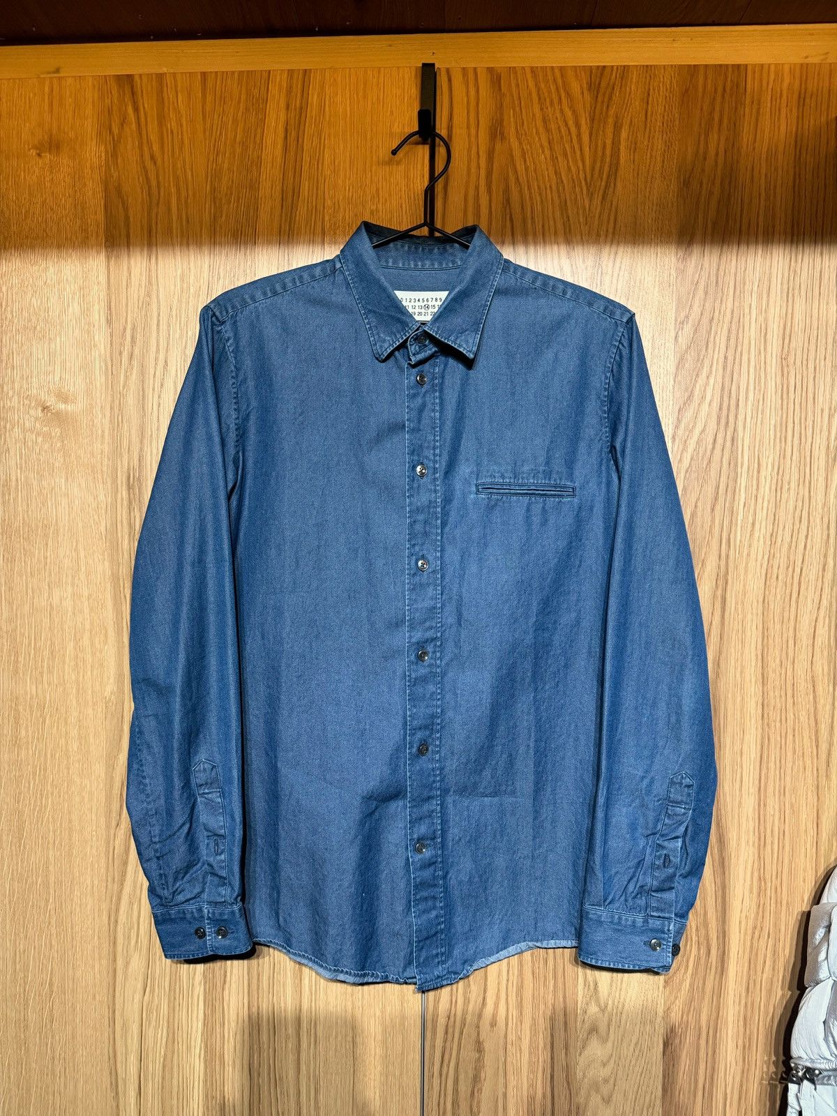 image of Maison Margiela $386 Ss11 Slim Indigo Denim Shirt Hidden Pocket 48, Men's (Size Medium)
