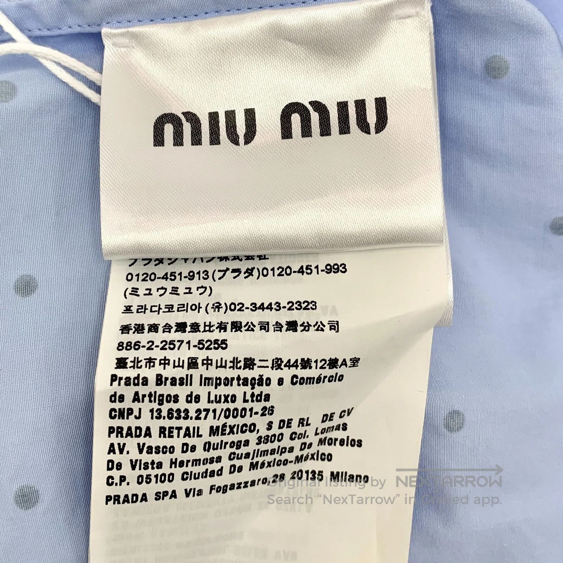 Miu Miu Miu Miu Blue Logo Crystal Cotton Shirt. Size XS / US 0-2 / IT 36-38 - 6 Thumbnail