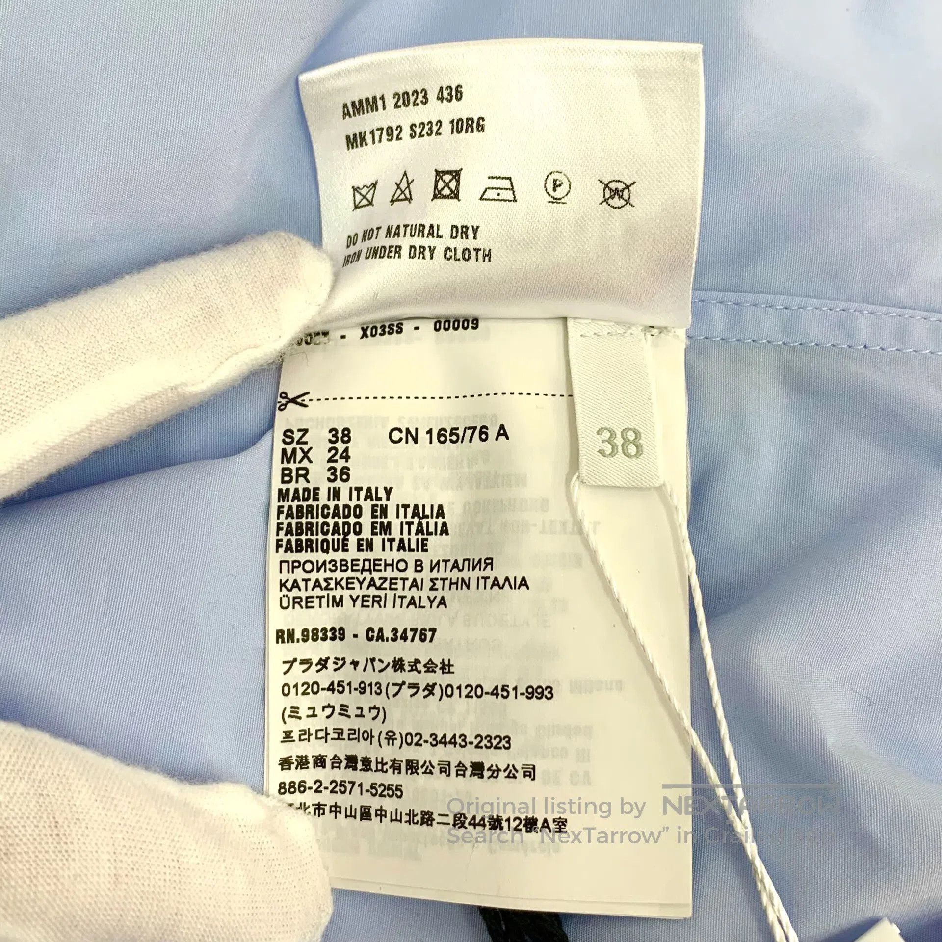 Miu Miu Miu Miu Light blue logo embroidered cotton collar long-sle Size XS / US 0-2 / IT 36-38 - 9 Thumbnail