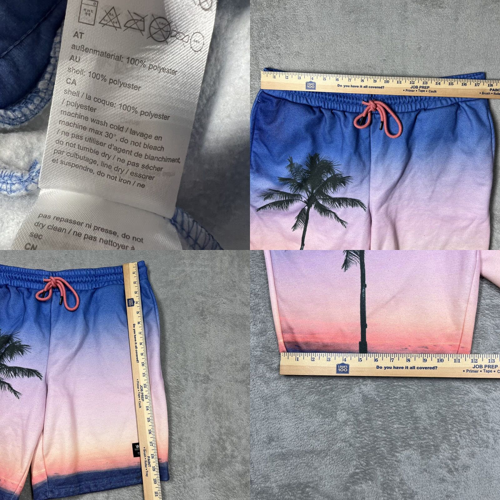 WeSC WeSC Men's Sweat Shorts XL Palm Print Sunset Blue Orange Pink Gradient Poly Athletic Shorts Pockets Drawstring Size US 36 / EU 52 - 9 Thumbnail
