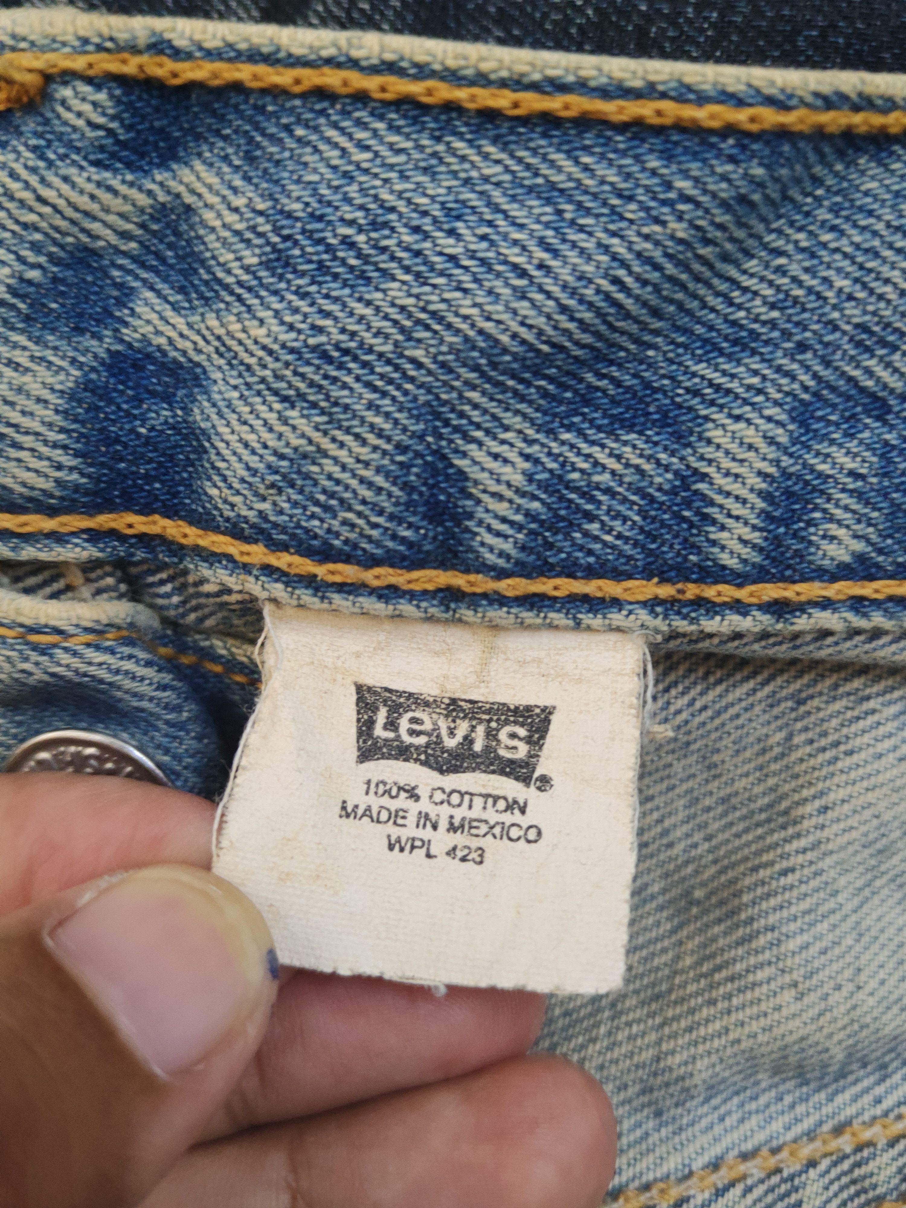 Levi's 501 Levis vintage Blue Distressed Ripped denim Jeans #W1619 Size US 34 / EU 50 - 20 Thumbnail