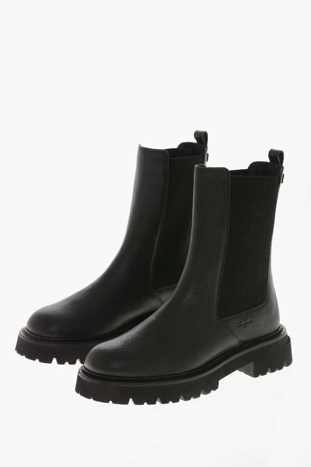 Salvatore Ferragamo og1mm0426 Hammered Leather Chelsea Ankle Boots in Black Size US 10.5 / IT 40.5 - 3 Thumbnail