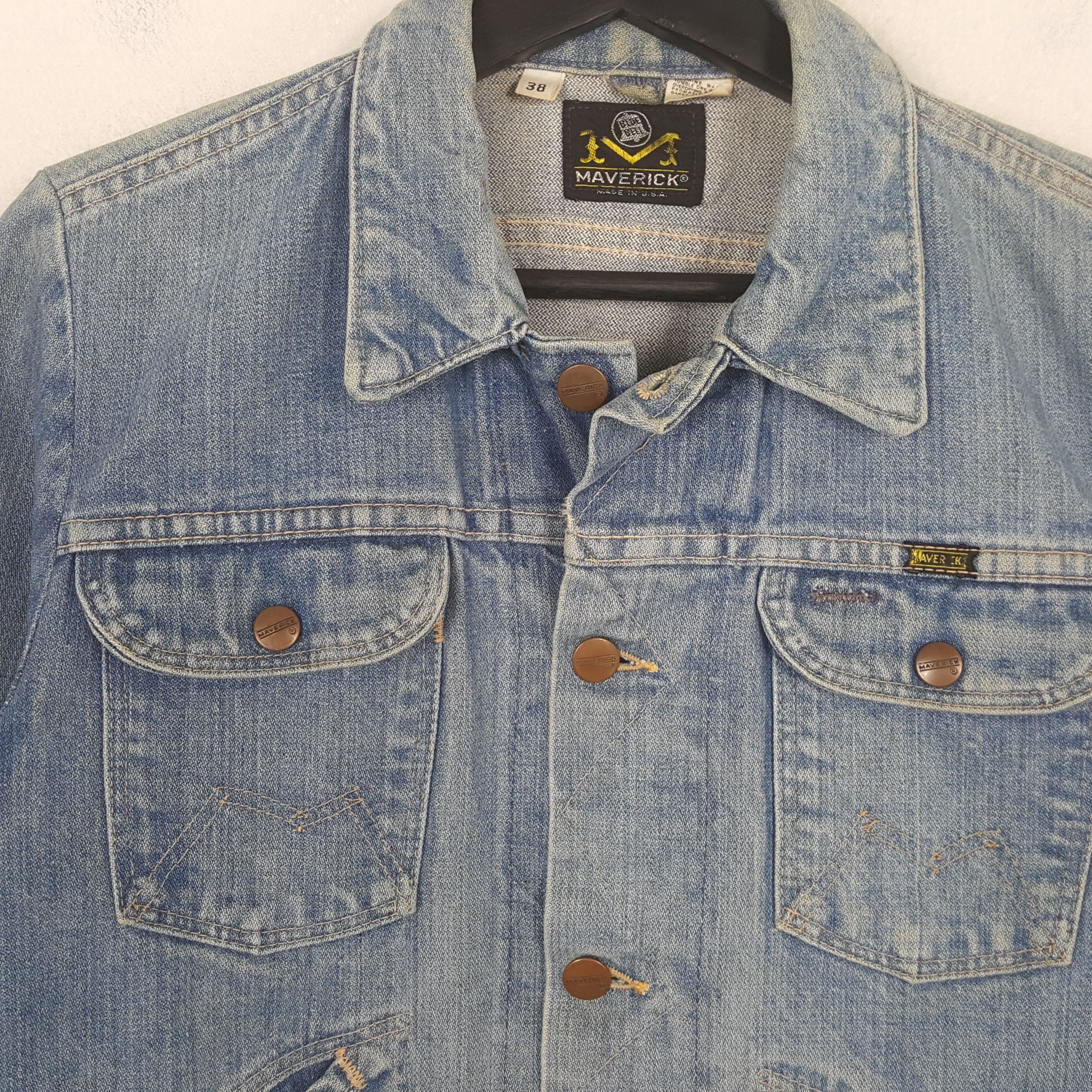 Vintage Maverick Nice Design Denim Jacket RR25 Size XS / US 0-2 / IT 36-38 - 2 Thumbnail