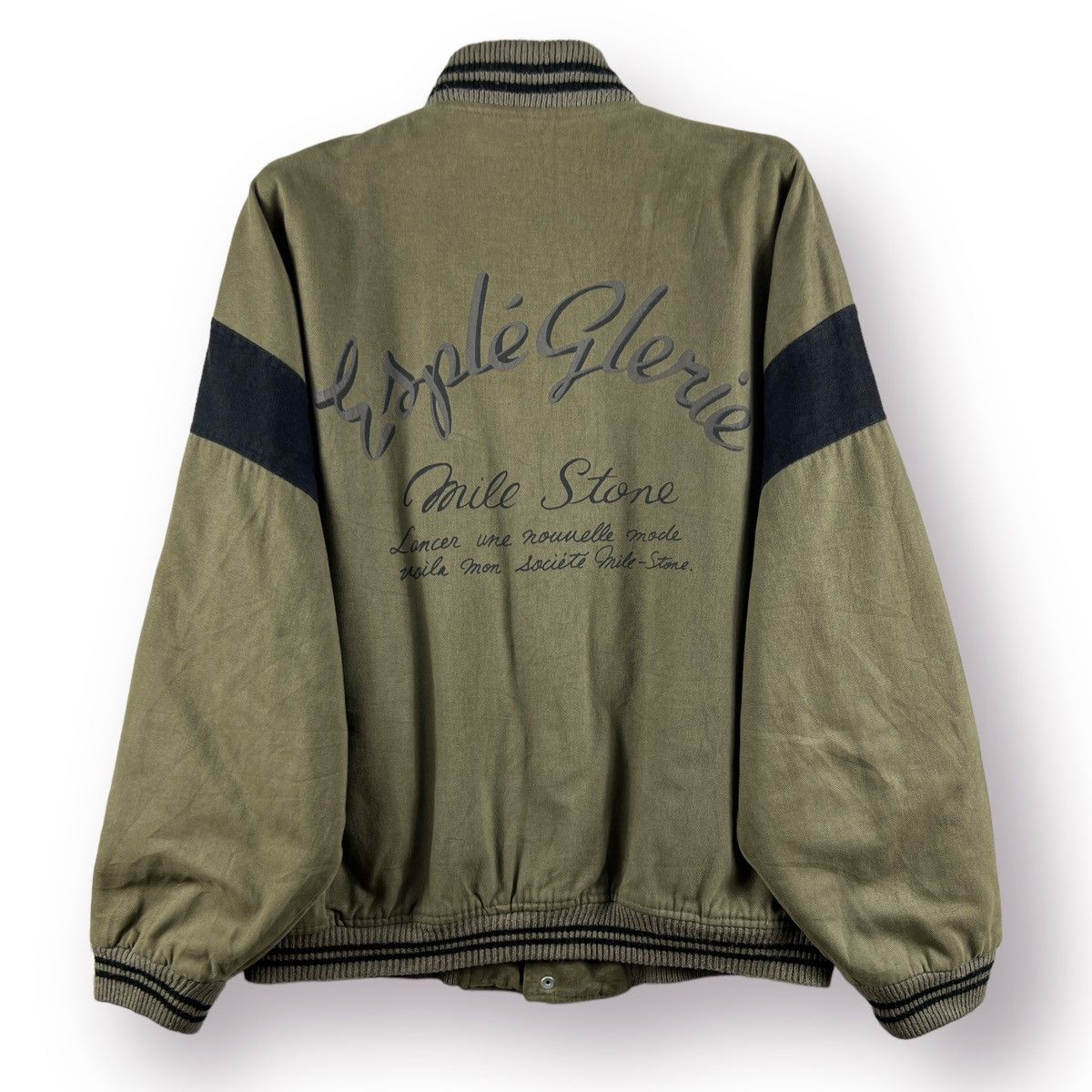 🔥 MILE-STONE SPELLOUT BIG LOGO VARSITY JACKET - L