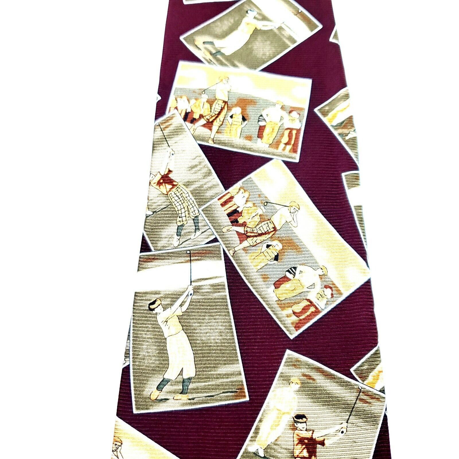 Vintage Grand Masters Silk Tie Golf Novelty Red Print Size ONE SIZE - 2 Thumbnail