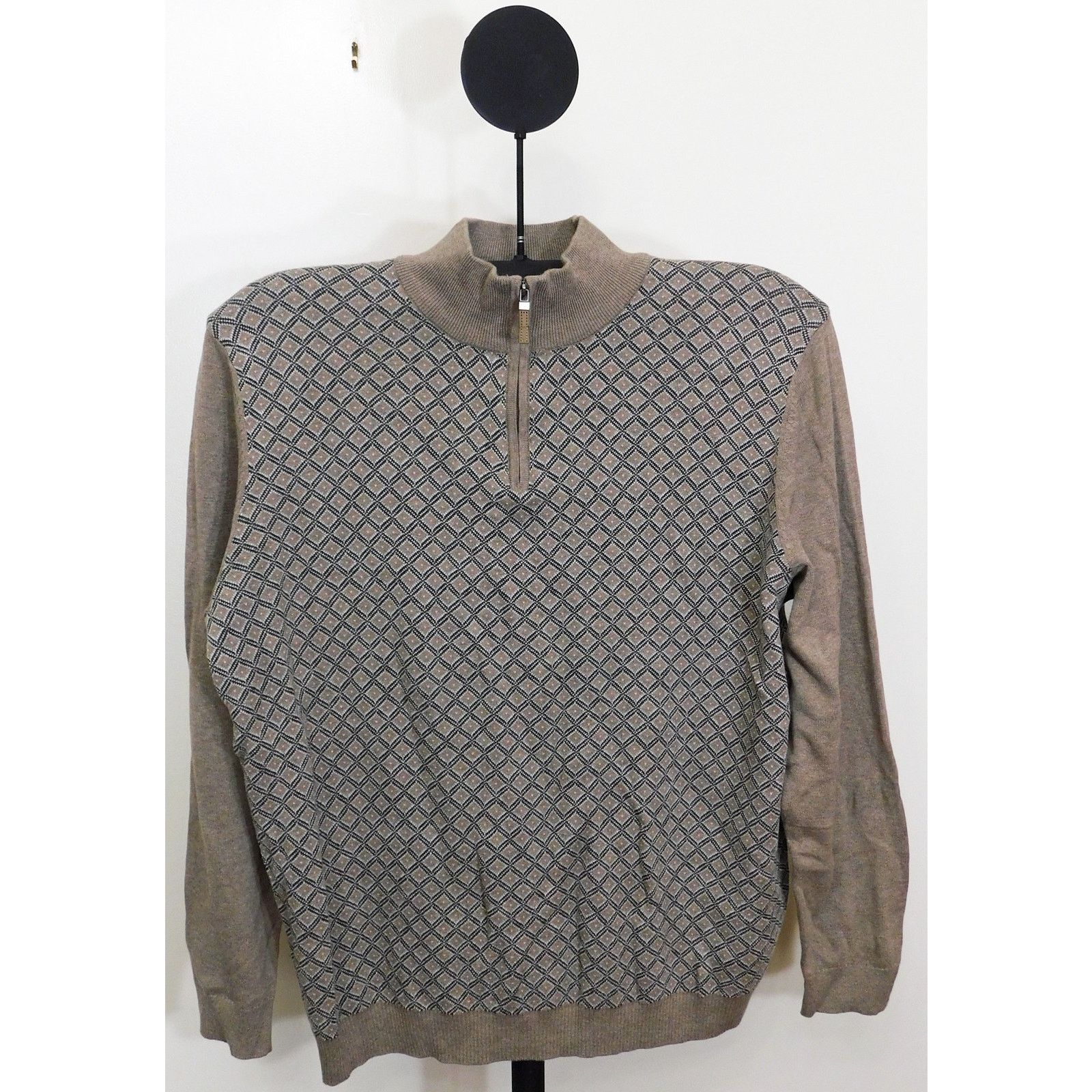 Tasso Elba Tasso Elba 1/2 Zip Diamond Knit Patch Sweater - XL Size US XL / EU 56 / 4 - 1 Thumbnail