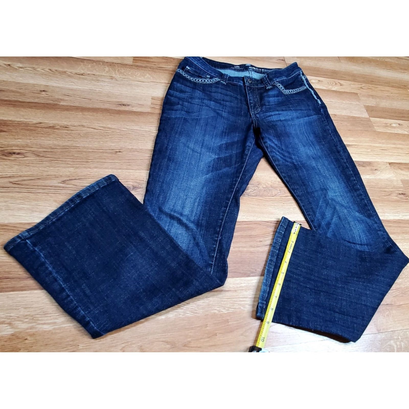 Lee Lee Platinum Label Jeans Women Sz 32 x 30 Denim Barely Bootcut Deep Slender Size 24" / US 00 / IT 34 - 2 Thumbnail