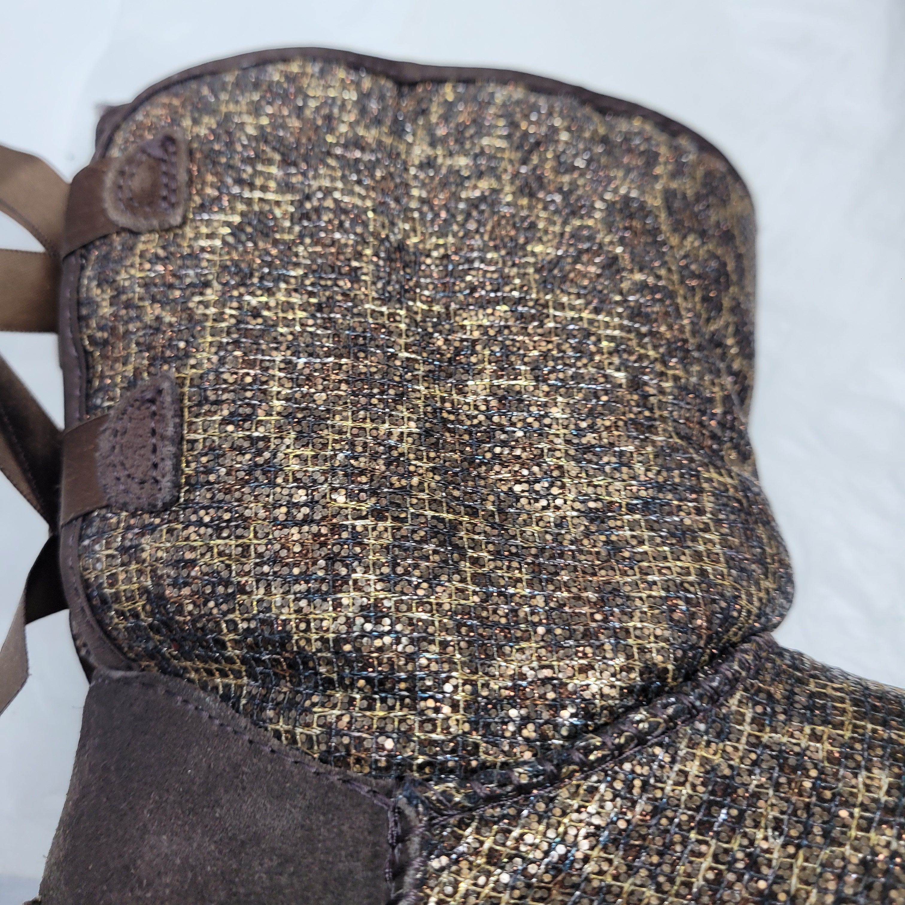 Ugg Bailey Bow Leopard Gold Glam Sheepskin Boots Sz 5 Size US 5 / IT 35 - 4 Thumbnail