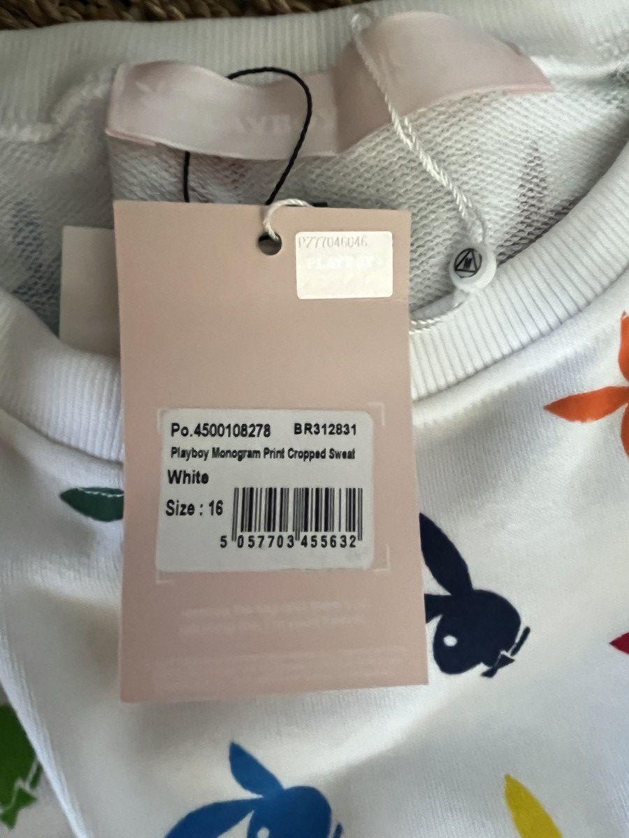 Playboy Playboy x Missguided Monogram Print Cropped Sweatshirt 12 Size XL / US 12-14 / IT 48-50 - 4 Thumbnail