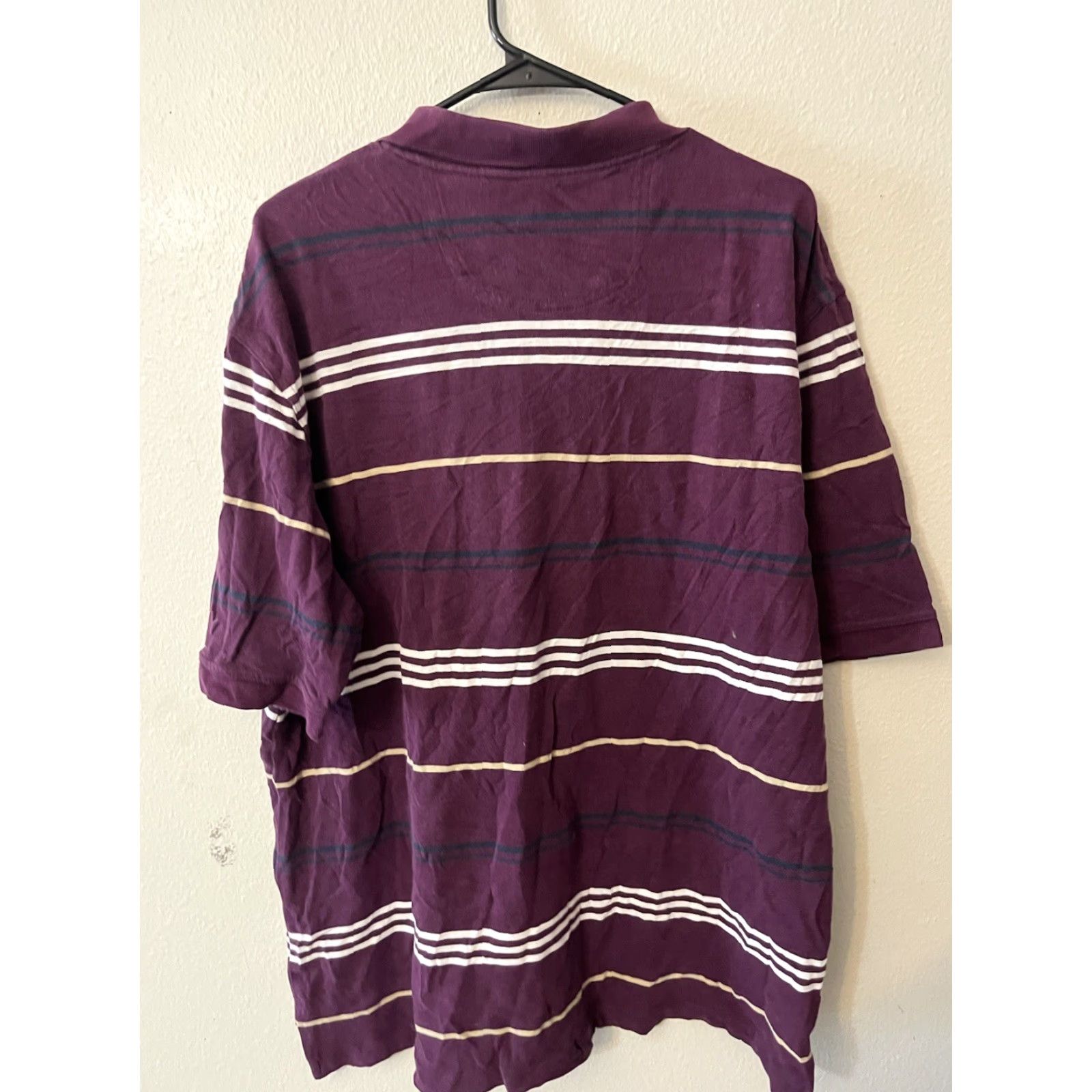 Izod VINTAGE IZOD Polo Shirt Golf Mens Size XL Purple Striped Cotton Regular Size US XL / EU 56 / 4 - 3 Thumbnail