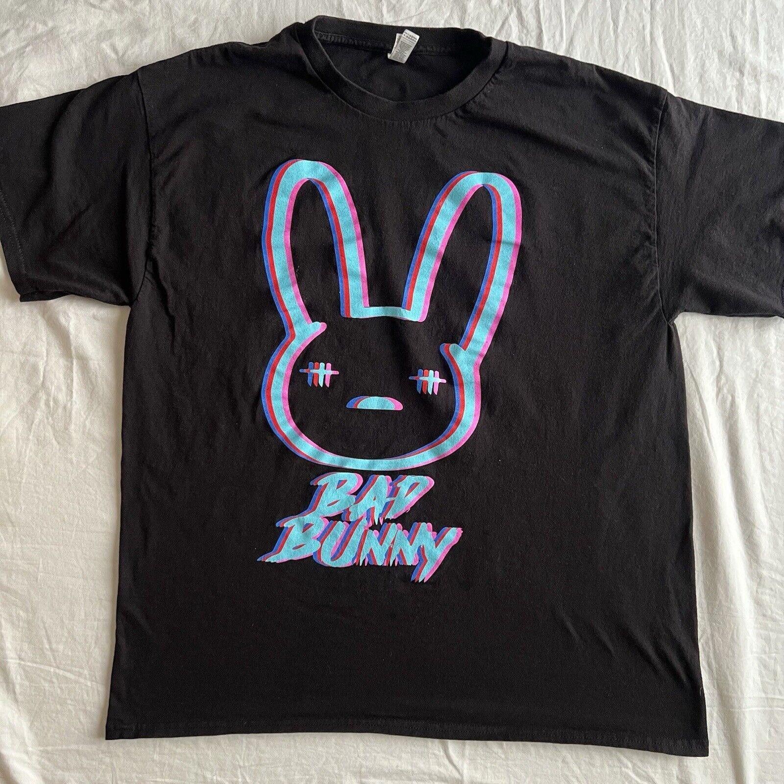 Designer Bad Bunny Worlds Hottest 2022 Tour 3D T Shirt Size XL Black Size ONE SIZE - 1 Thumbnail
