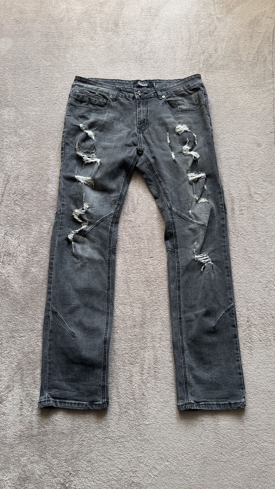 If Six Was Nine Rock Rabel Crazy Ripped Faded Jean Y2K LGB ifsixwasnine vibe Size US 32 / EU 48 - 1 Thumbnail