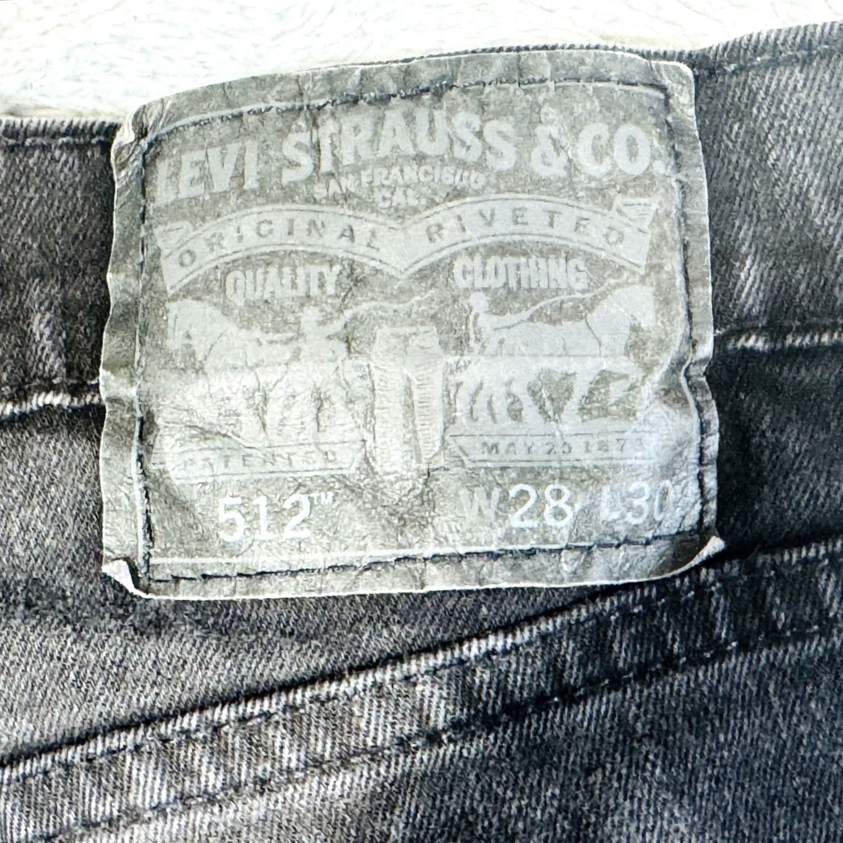 Levi's Levi's 512 Jeans Slim Tapered Black Dark Wash Mens 28x28 Denim Stretch Zip Fly Pockets Size US 28 / EU 44 - 3 Thumbnail