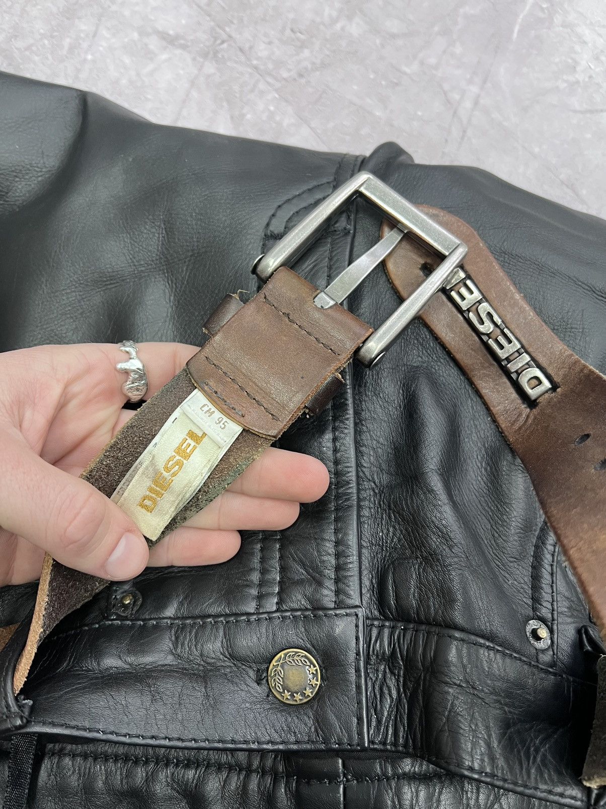 Diesel × If Six Was Nine × Vintage SALE💣💣 VINTAGE DIESEL GOTHIC LEATHER BELT RICK OWENS STYLE Size ONE SIZE - 2 Thumbnail