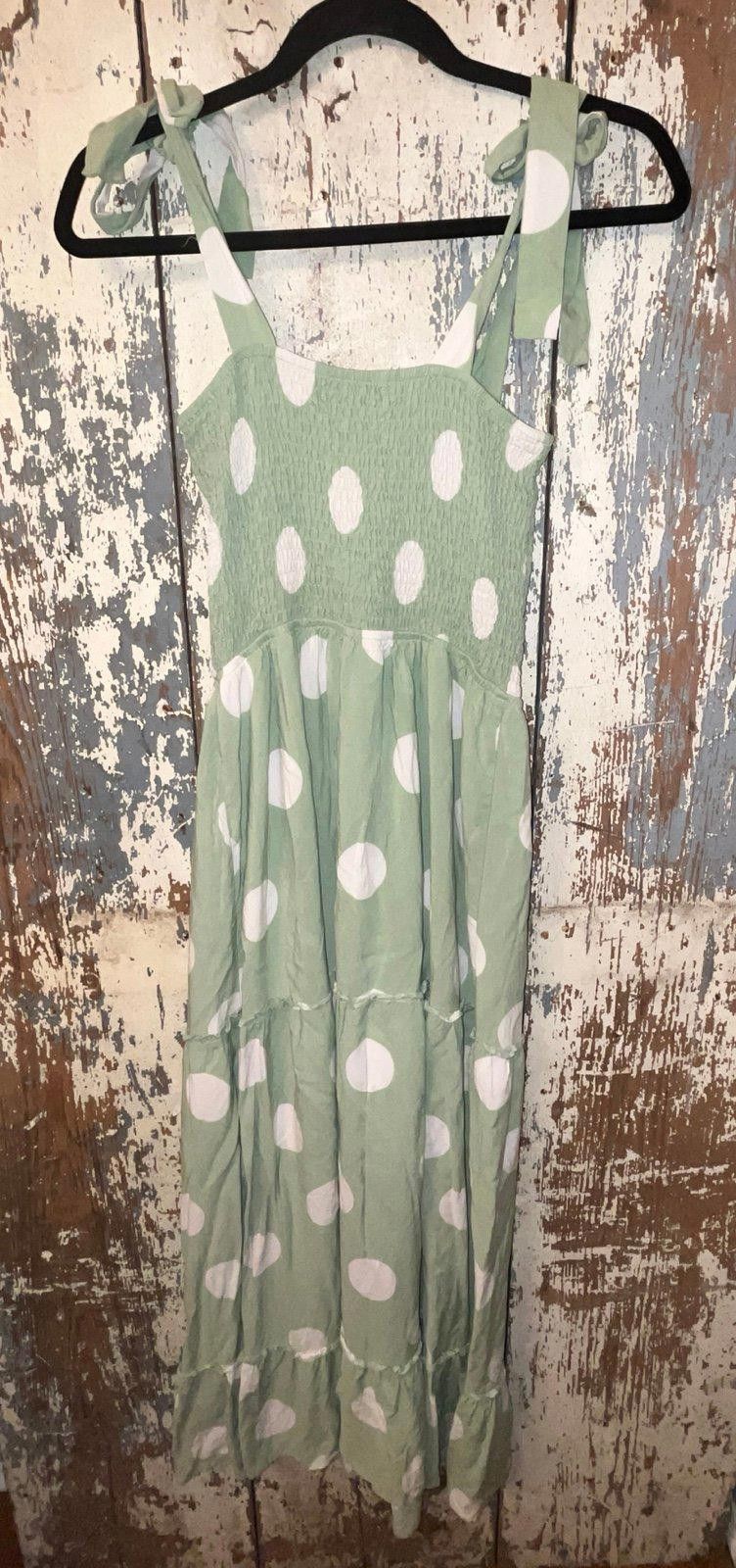 Designer Zesica green and white polka dot maxi dress, size small Size S / US 4 / IT 40 - 3 Thumbnail