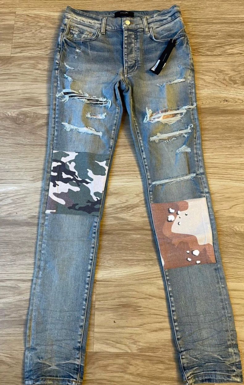 Amiri Amiri artistic colorful patched blue denim pants Size US 30 / EU 46 - 1 Thumbnail