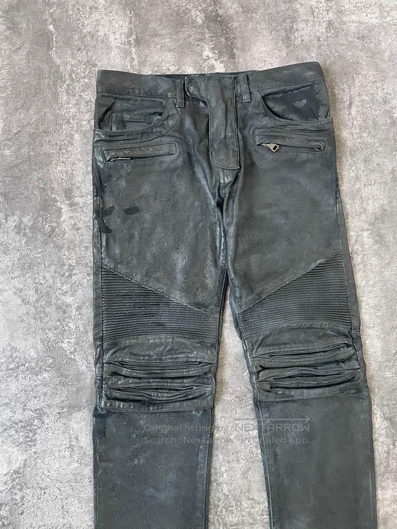 Balmain BALMAIN Glued worn-out destroyed motorcycle leather denim Size US 30 / EU 46 - 2 Thumbnail
