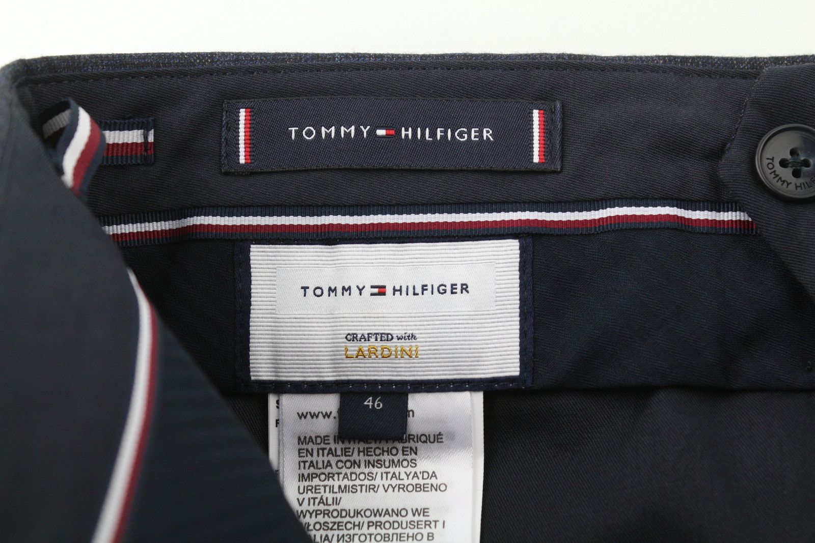Tommy Hilfiger LARDINI 46 Blue Patterned Wool Cashmere Slim Trousers 85318 Size US 30 / EU 46 - 8 Thumbnail
